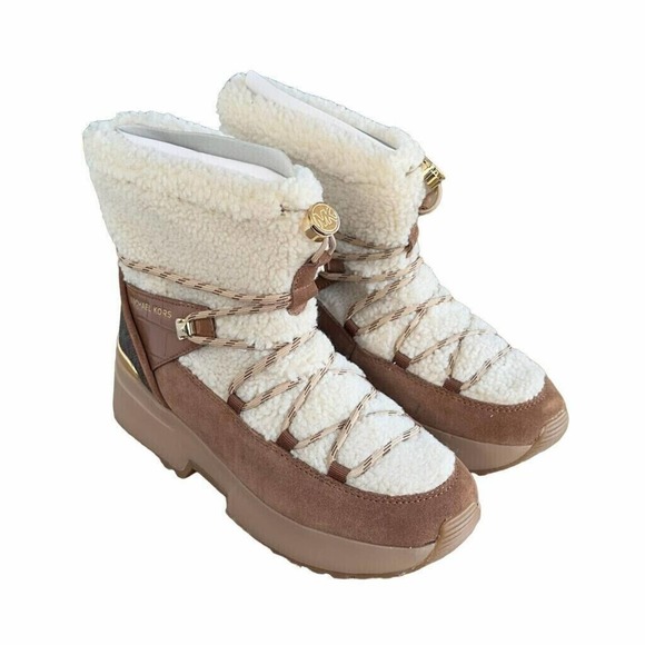 Michael Kors Muse Pull On Faux Shearling Boot Bootie Luggage 7.5/9.5/10 $295 Nib - Picture 1 of 12